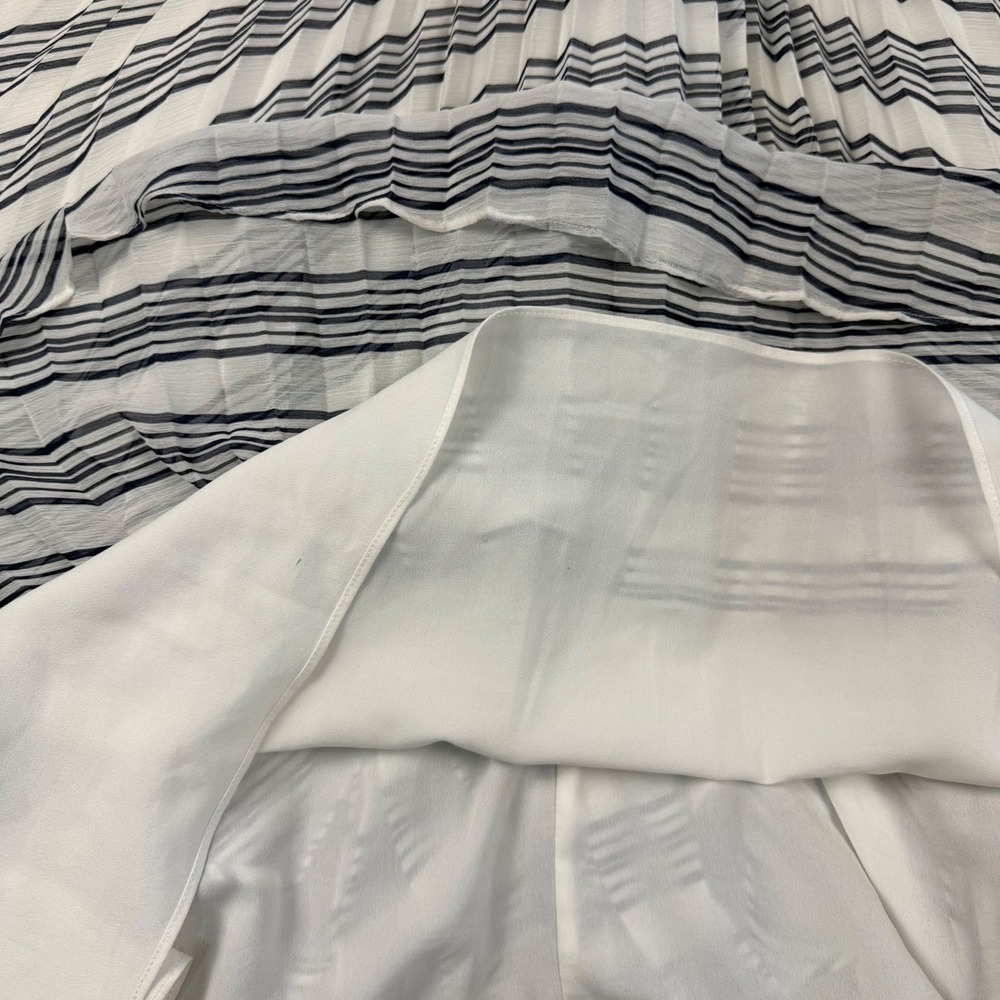 Ted Baker LANTAI Pleated Midi Dress Size 4 Navy White Striped Preppy Sporty Luxe - Picture 10 of 11